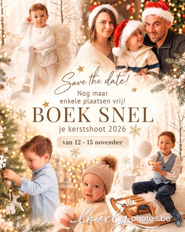 🎄✨ KERSTSHOOTS 2026 ✨🎄 De plaatsen voor de kerstshoot lopen langzam vol. Wacht niet te lang…